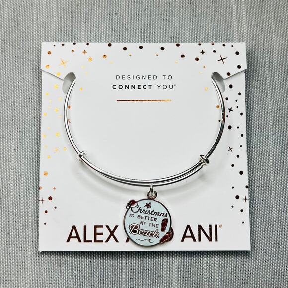 New Alex and Ani Christmas is Better at the Beach Charm Bracelet in Shiny Silver - Picture 1 of 6